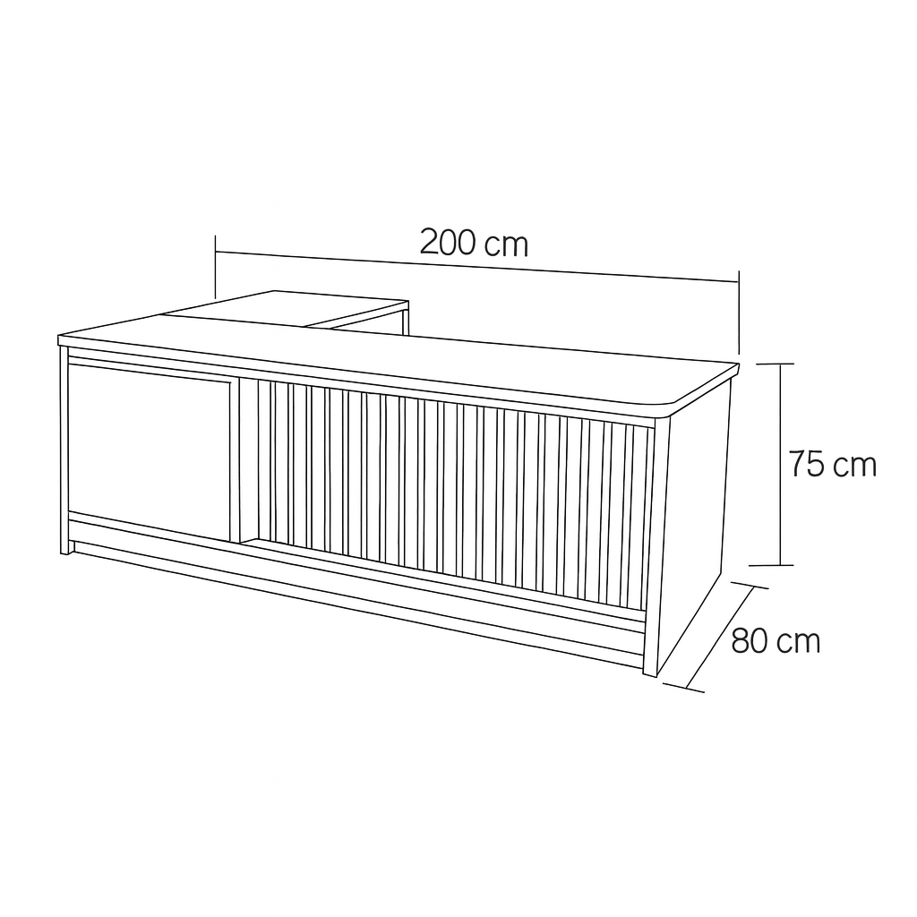 Desk 75*200*80 CM - Wooden and Black - AZ12076