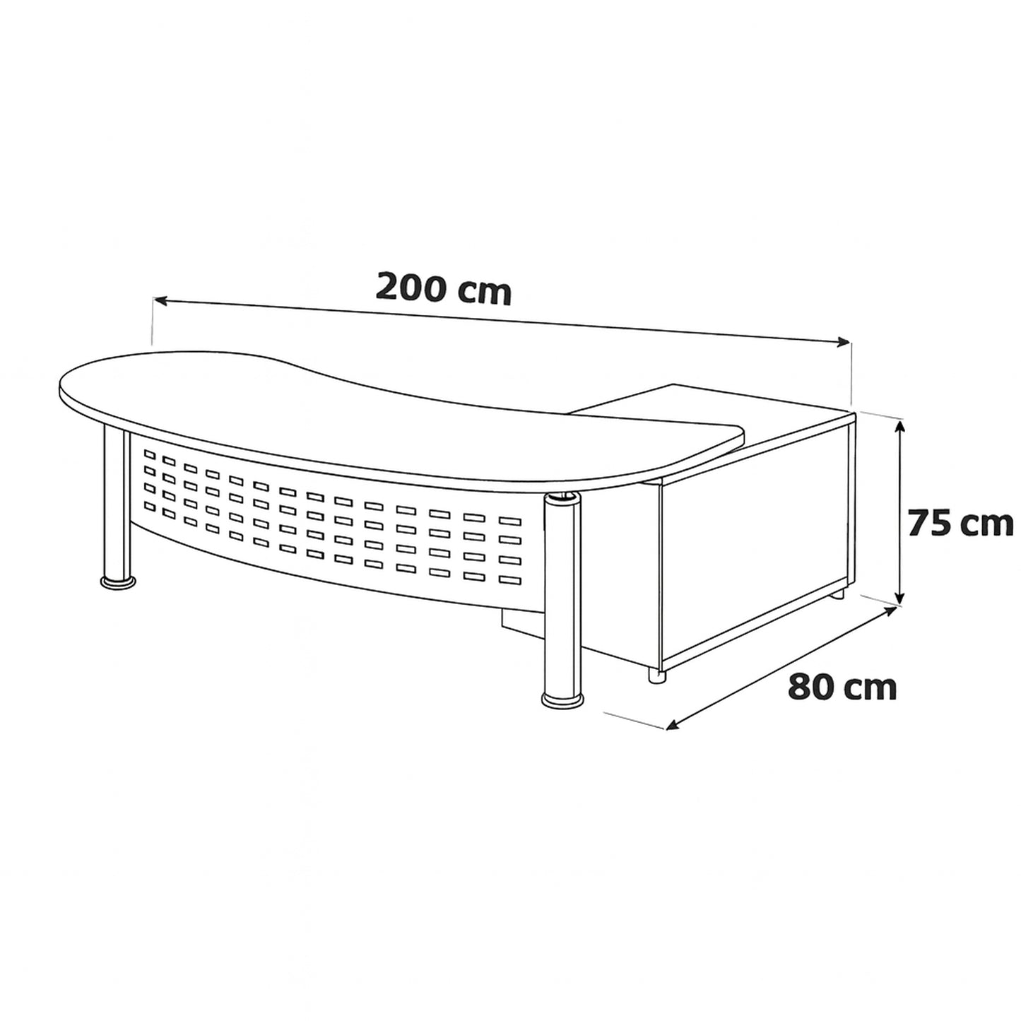 Desk 75*200*80 CM - Brown - AZ12096