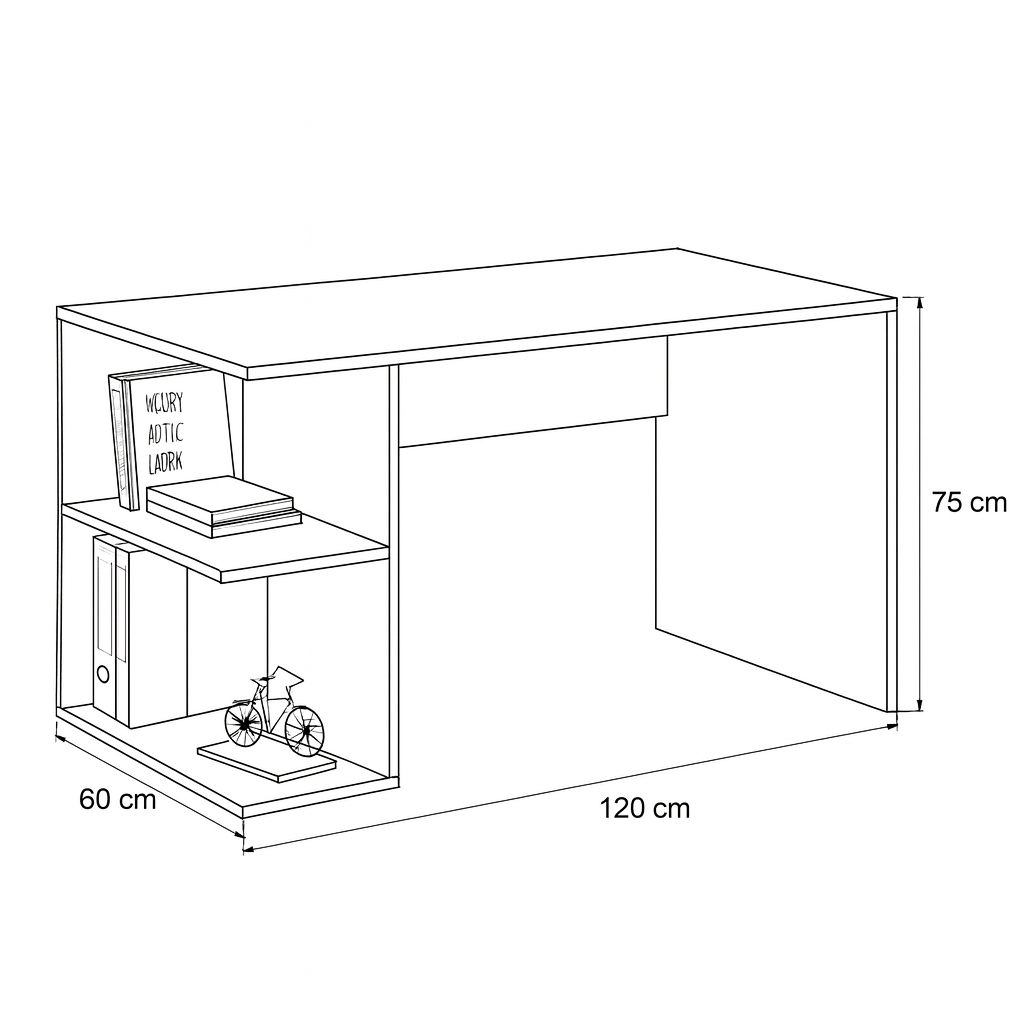 Desk 120*60*75CM - white and wooden- AZ1250