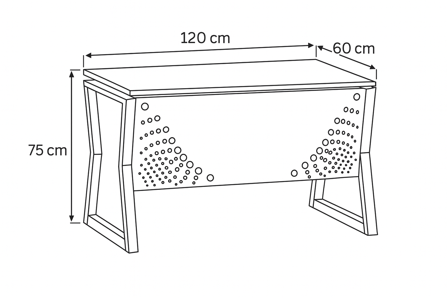 Desk 120 x 60 x 75 CM - Wooden and Black - AZ1260