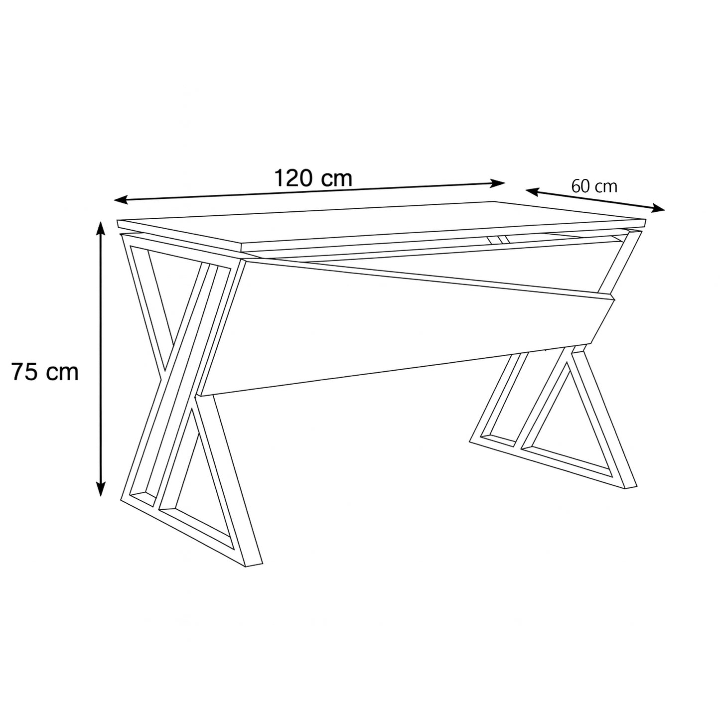 desk 120*60*75 CM -black and wooden - AZ1264