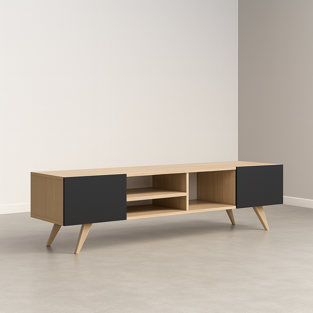 طاولة تلفزيون 180 × 40 × 50 سم – خشبي وأسود – AZ30059