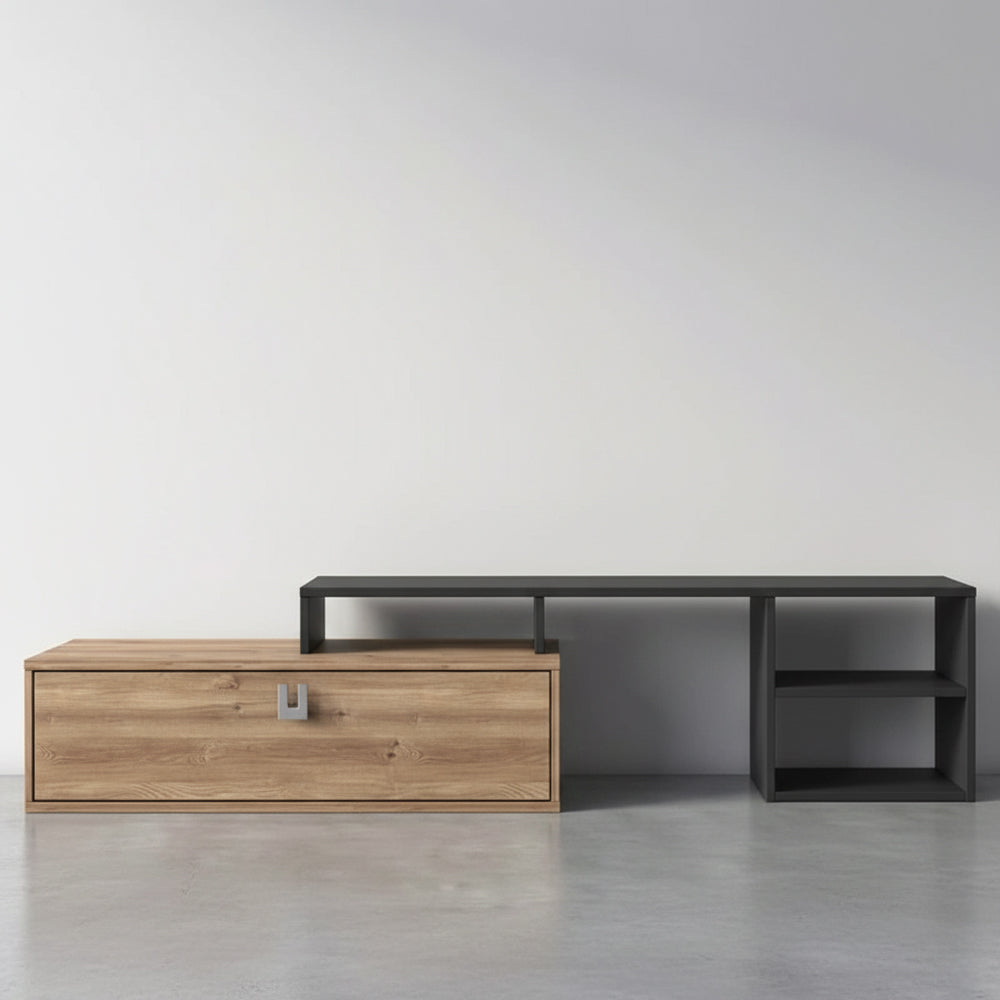 طاولة تلفزيون 200 × 35 × 55 سم – خشبي ورمادي – AZ3009