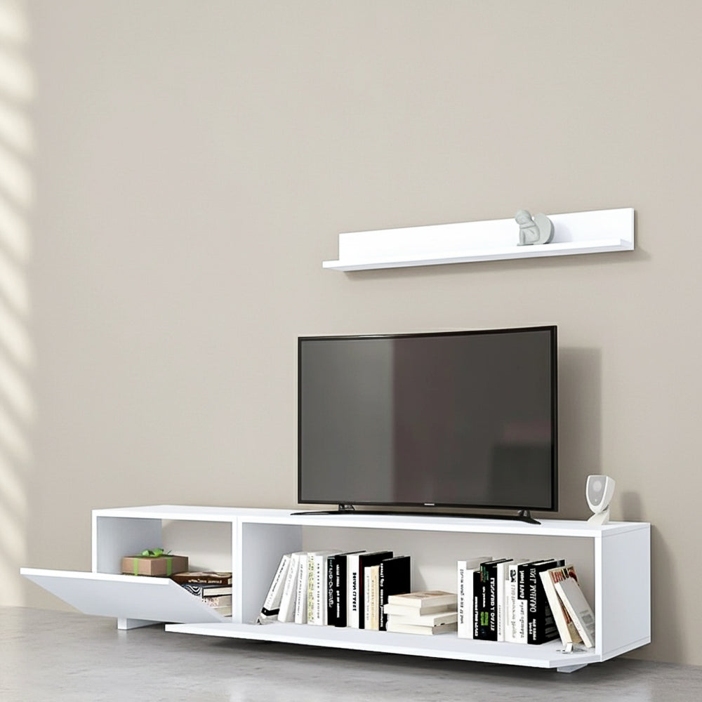 طاولة تلفزيون، 180 × 30 × 40 سم – أبيض – AZ30028