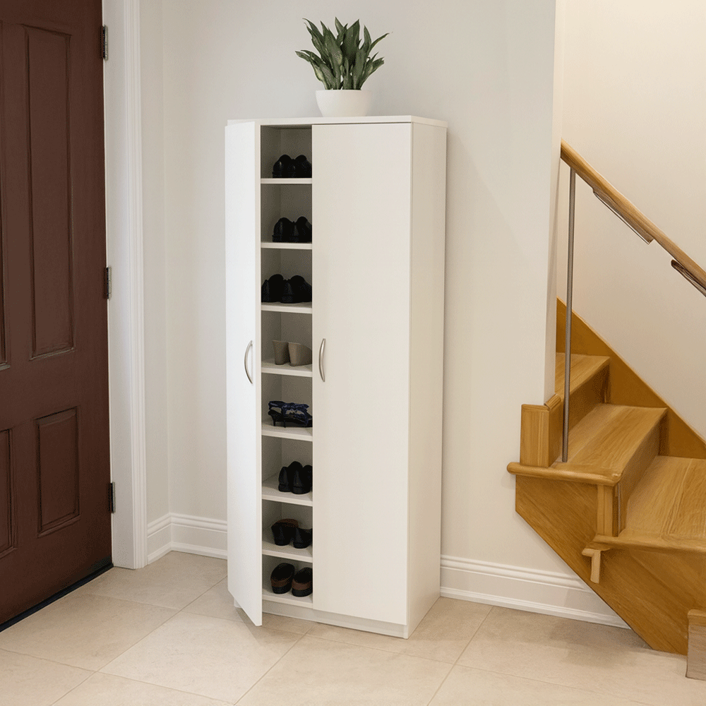 Shoe Cabinet, 70 × 30 × 160 cm - White - AZ40033