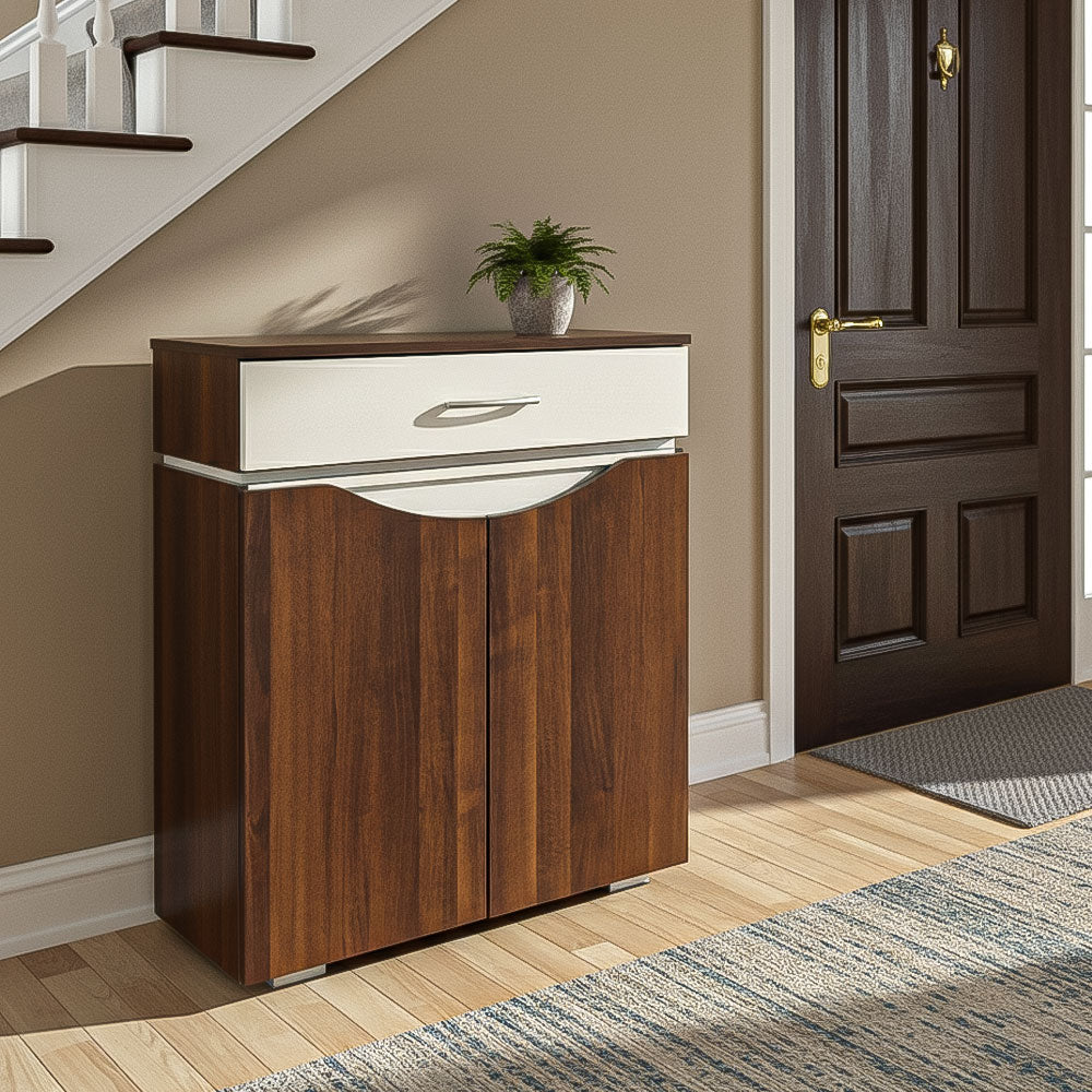 Shoe Cabinet, 80 ×35 × 88 cm - Brown and White - AZ40035