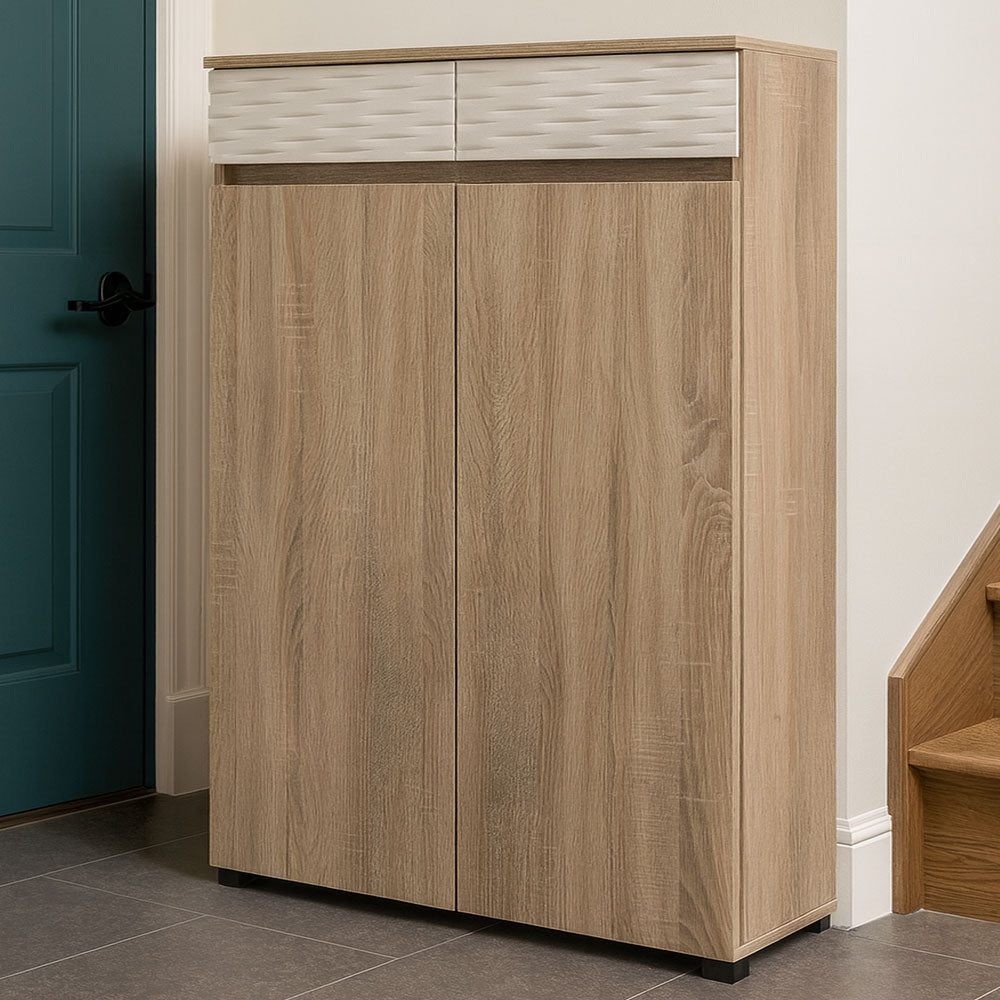 Shoe Cabinet, 100 × 35 × 123 cm - Wooden and White - AZ40039