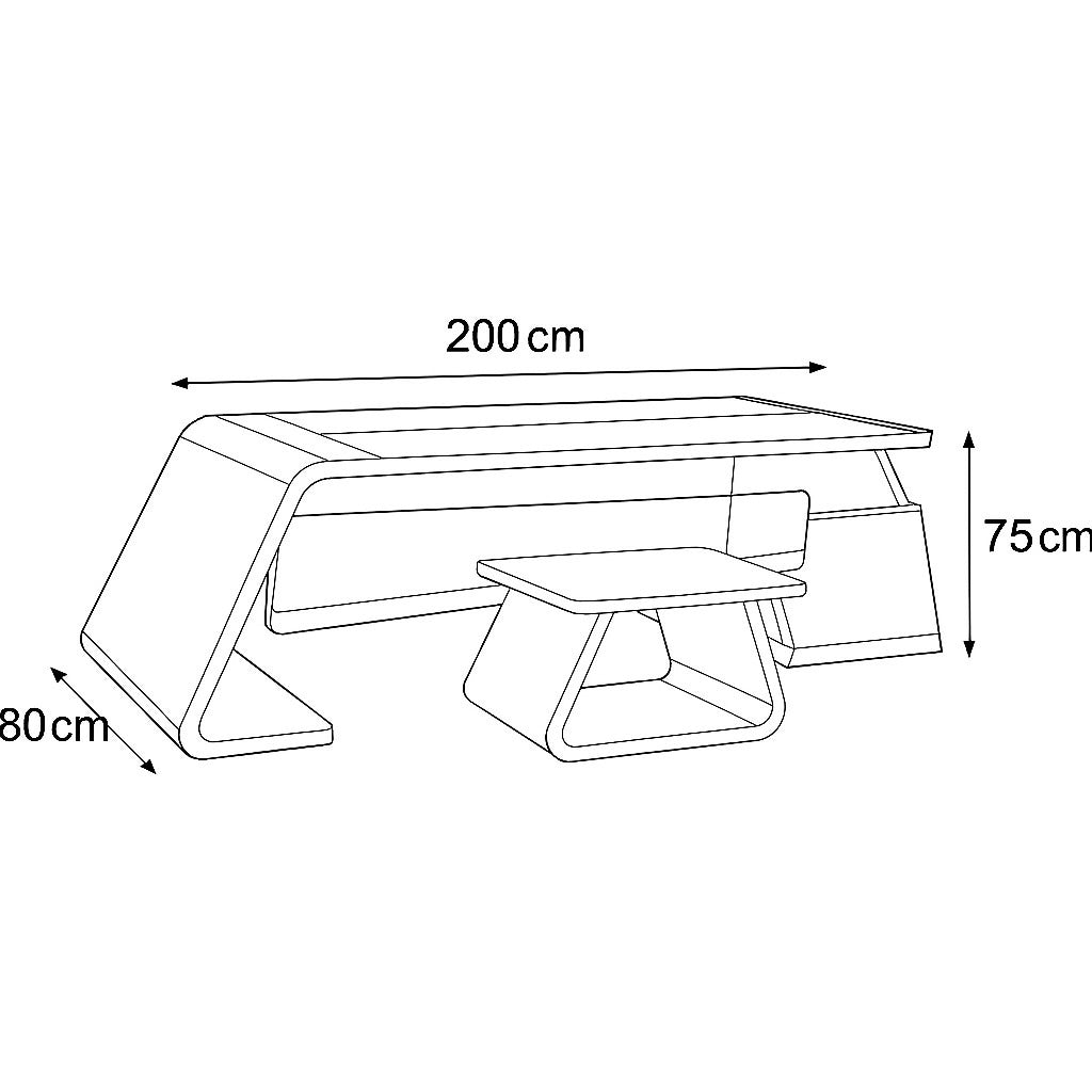 Desk 200 x 80 x 75 cm - Brown and white - AZ50001