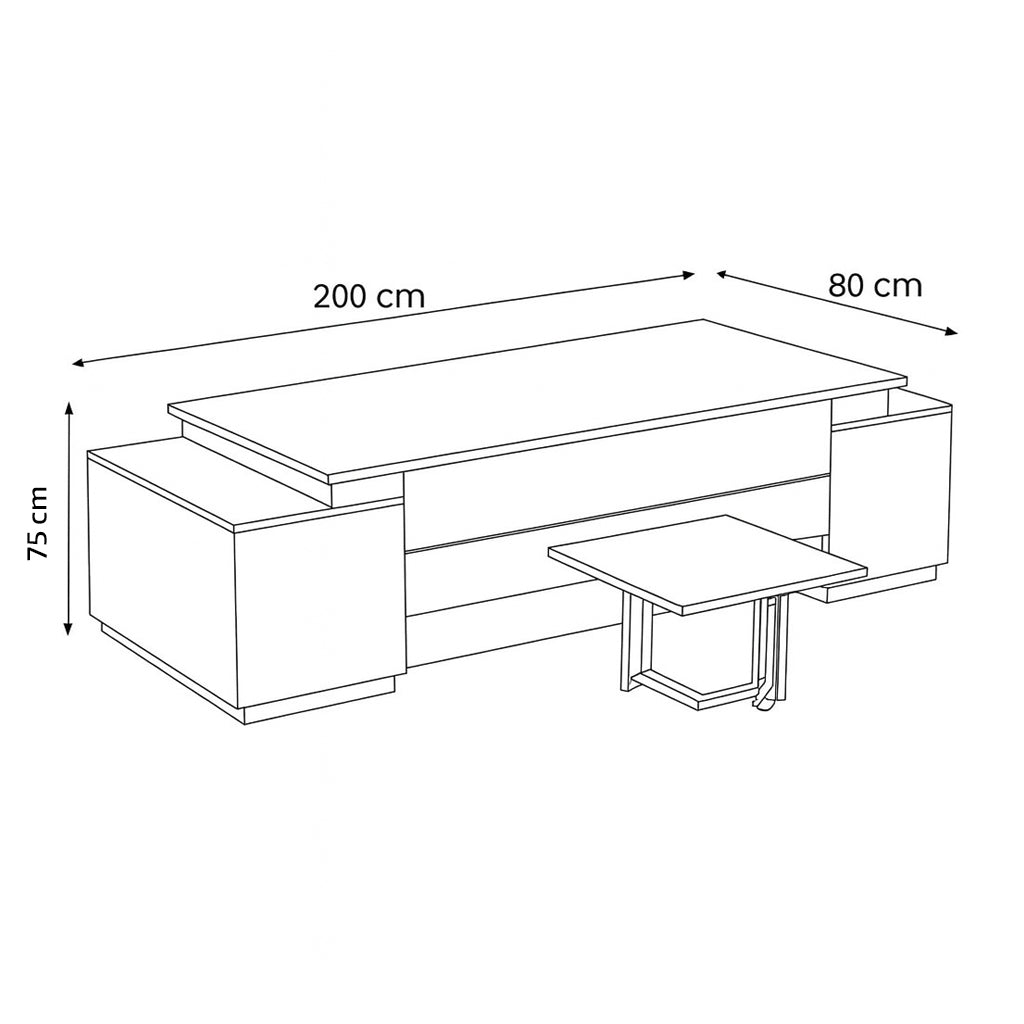 مكتب 200×80×75 سم - أسود وأبيض - AZ50003