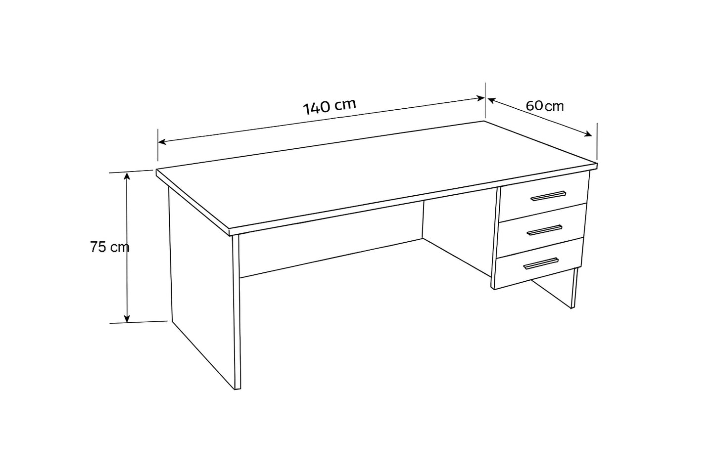مكتب 140×80×75 سم - رمادي - AZ50015