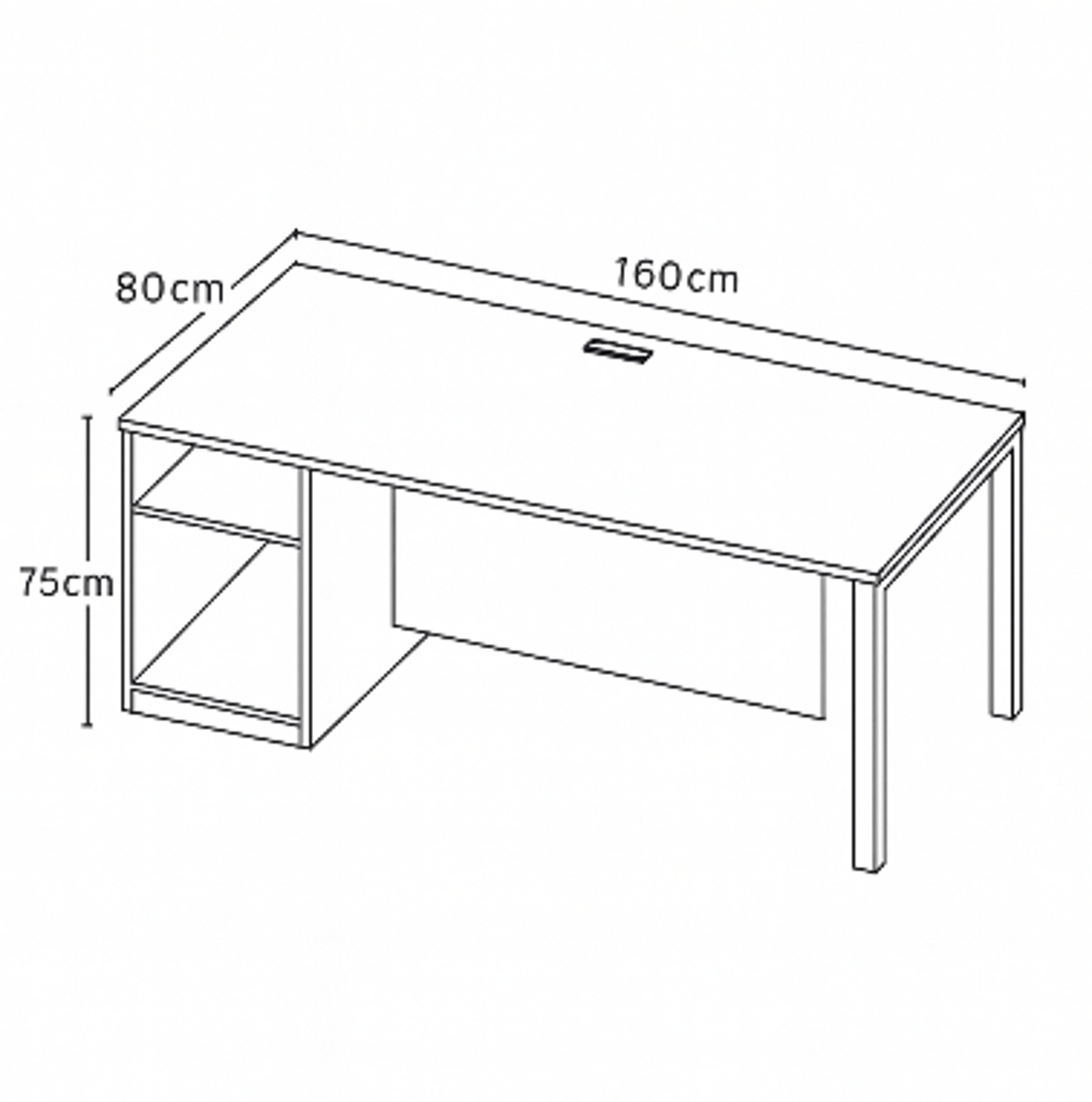 مكتب 160 × 80 × 75 سم - بني وأبيض - AZ50017