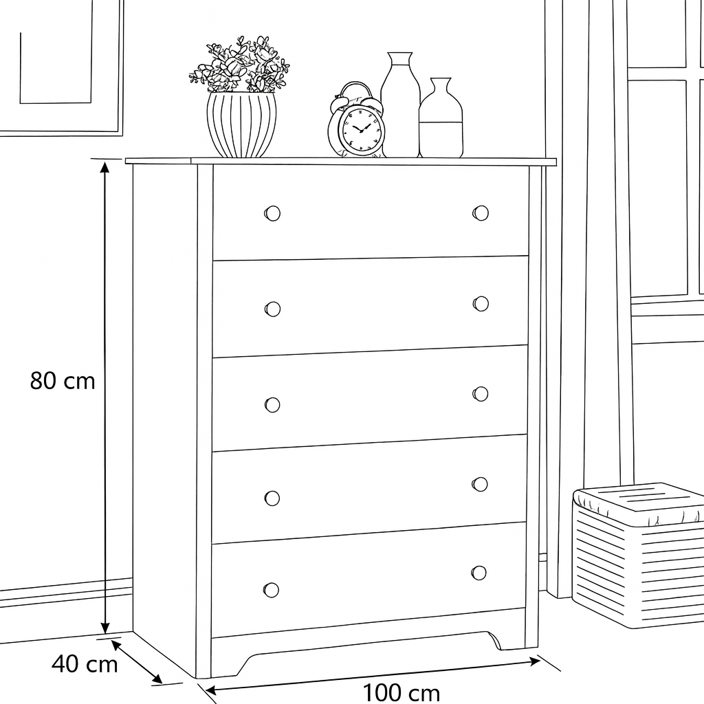 Unit Drawers, 100 × 40 × 80 cm - White - AZ5002