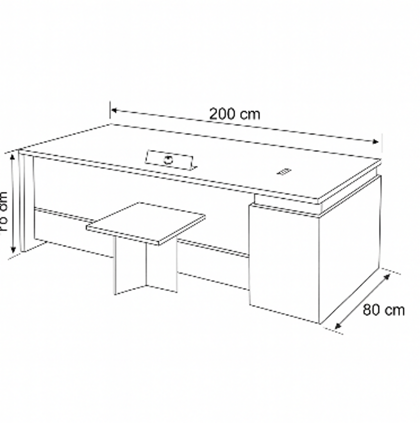 مكتب 200 × 80 × 75 سم - أسود - AZ50020