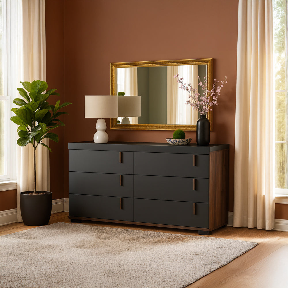 Unit Drawers, 120 × 40 × 80 cm - Black and Wooden - AZ500200