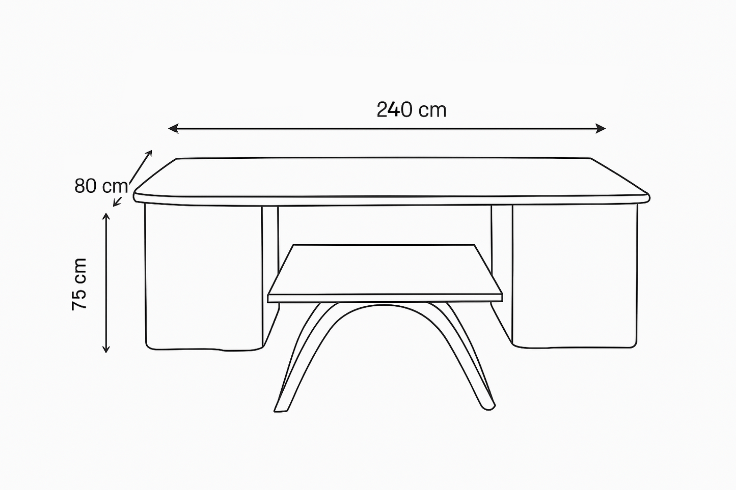 مكتب 240 × 80 × 75 سم - بني - AZ50021