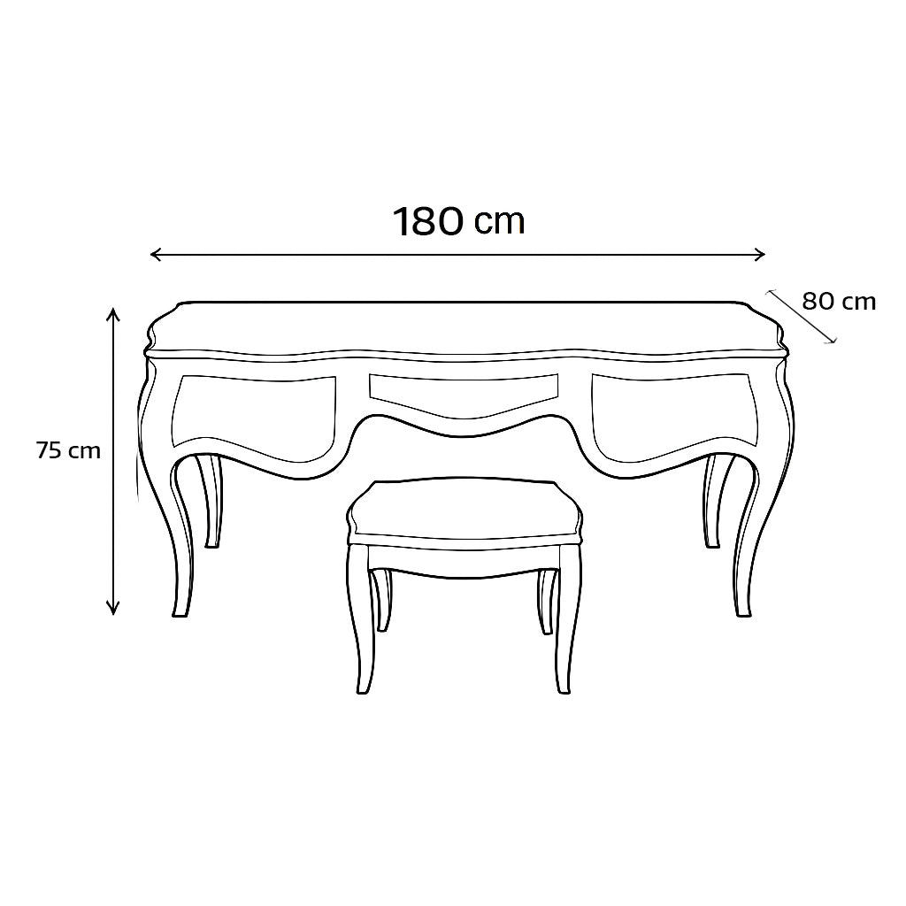 Desk 180 x 80 x 75 cm - Brown- AZ50023