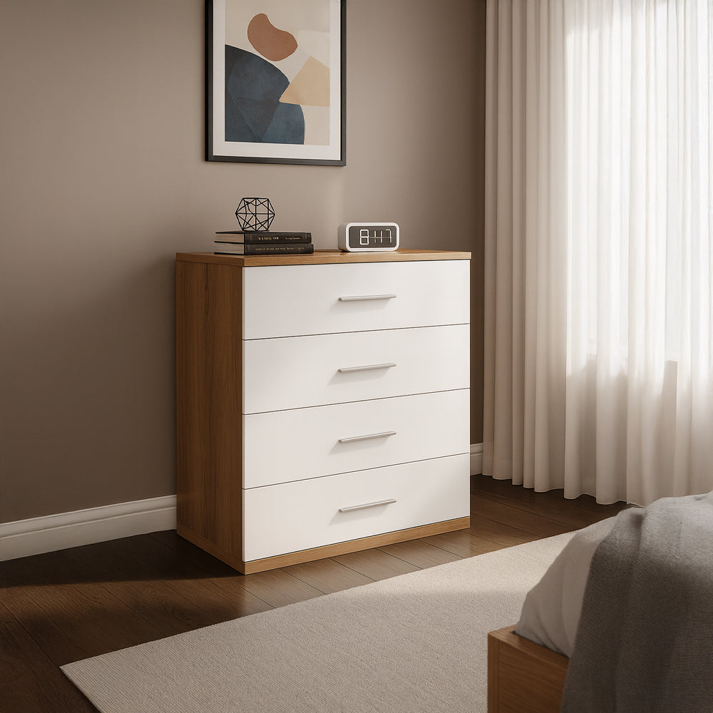 Unit Drawers, 73 × 45 × 73 cm - White and Wooden - AZ50028