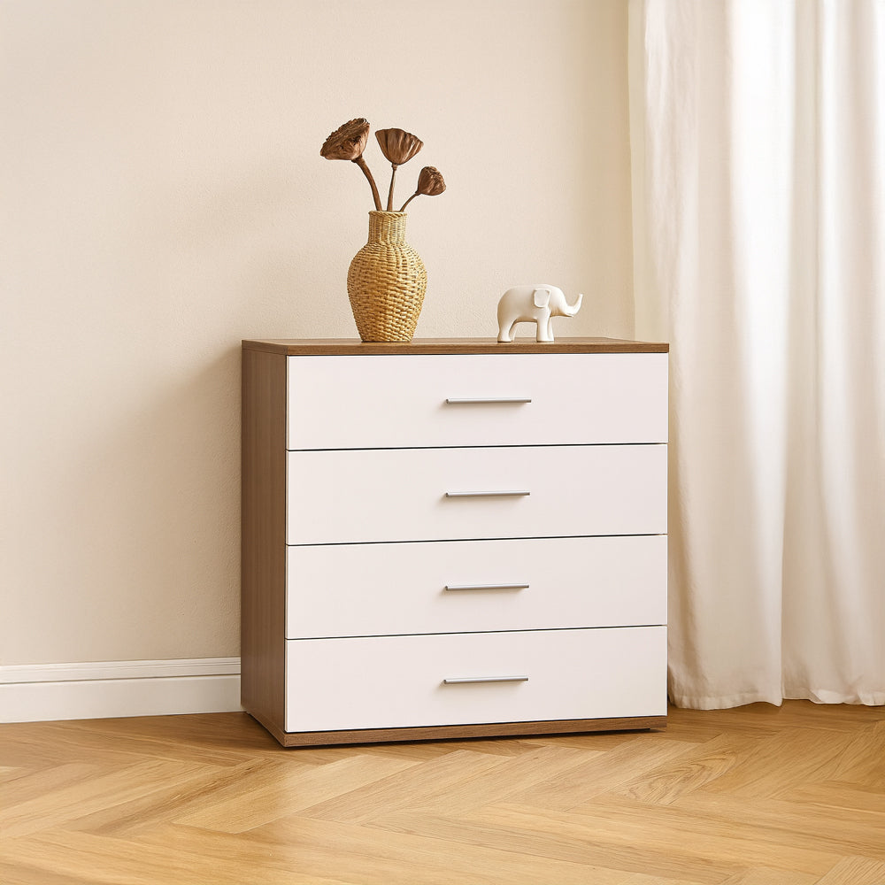 Unit Drawers, 73 × 45 × 73 cm - White and Wooden - AZ50028