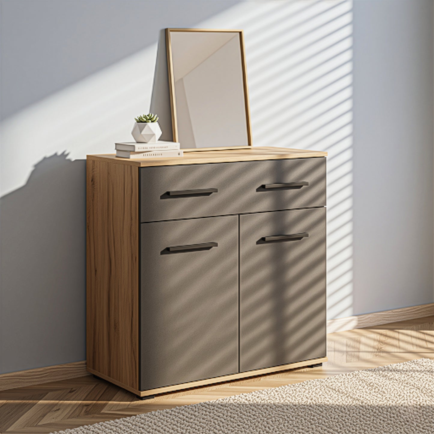 Unit Drawers, 70 × 30 × 85 cm - Black and Wooden - AZ5007