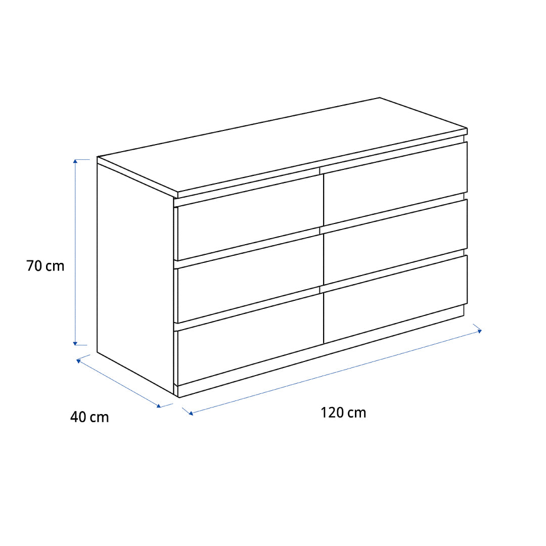 Unit Drawers, 120 × 40 × 70 cm - Brown - AZ5009