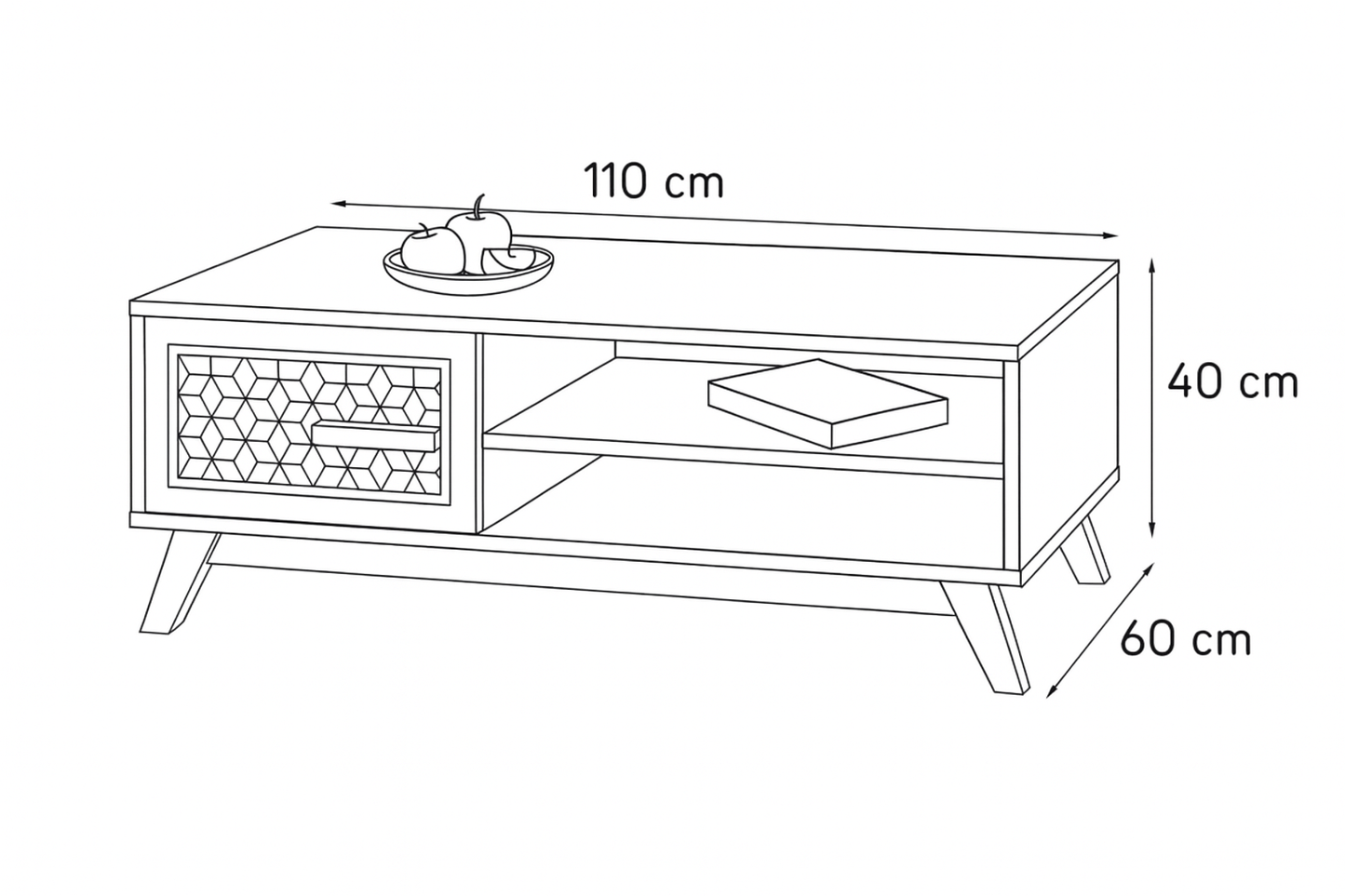 طاولة استقبال 110×60×40 سم - أبيض وخشبي - AZH-00039