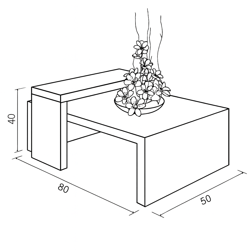 طاولة استقبال 80×50×40 سم - خشبي وأبيض - AZH-00044
