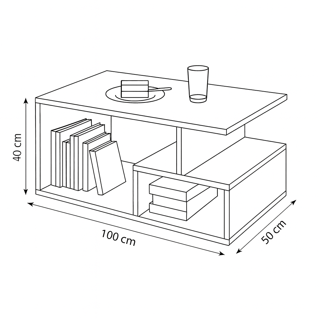 Reception Table, 100 × 50 × 40 cm - Wooden and White - AZH-00056