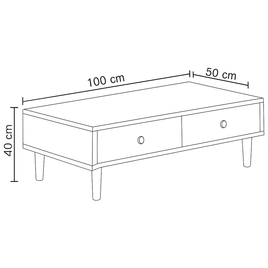 Reception Table, 100 × 50 × 40 cm - Wooden and White - AZH-00057