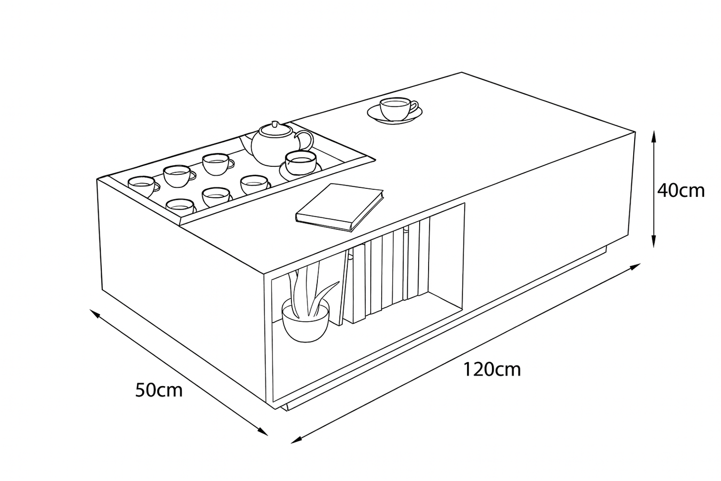 Reception Table, 120 × 50 × 40 cm - Black - AZH-00058
