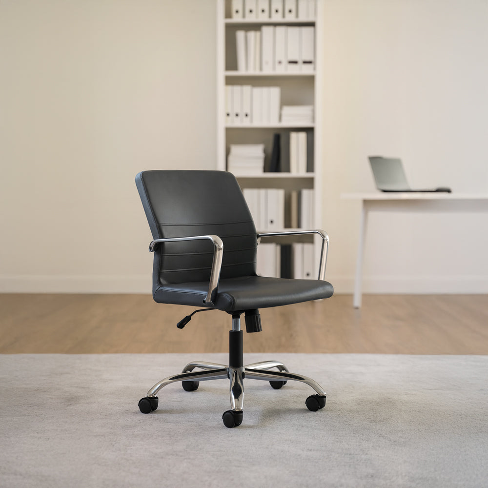 Mid-Back Swivel Office Chair 92*47*46 CM - Black - Baran LB