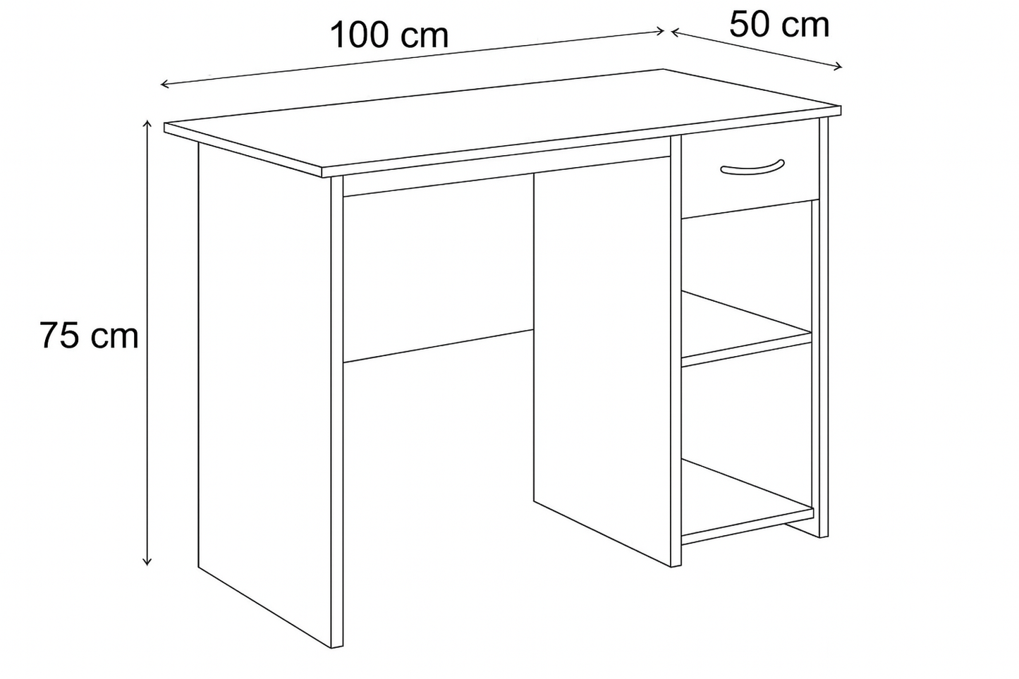 مكتب بمقاس 100 × 50 × 75 سم - أبيض - AZ1171