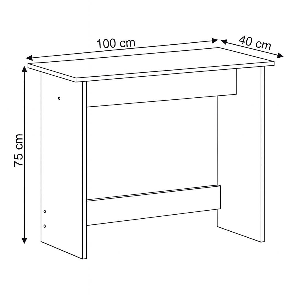Desk 100 x 40 x 75 CM - black and wooden - AZ1258