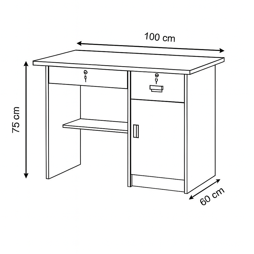Desk 100 x 60 x 75 cm - Wooden- AZ1092