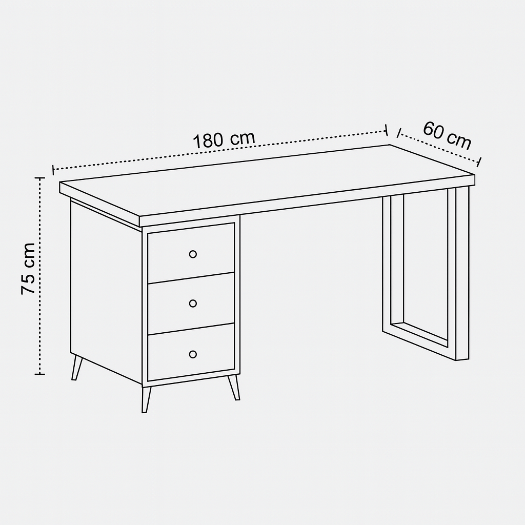 Desk 180 x 60x 75 cm - white - AZ1299