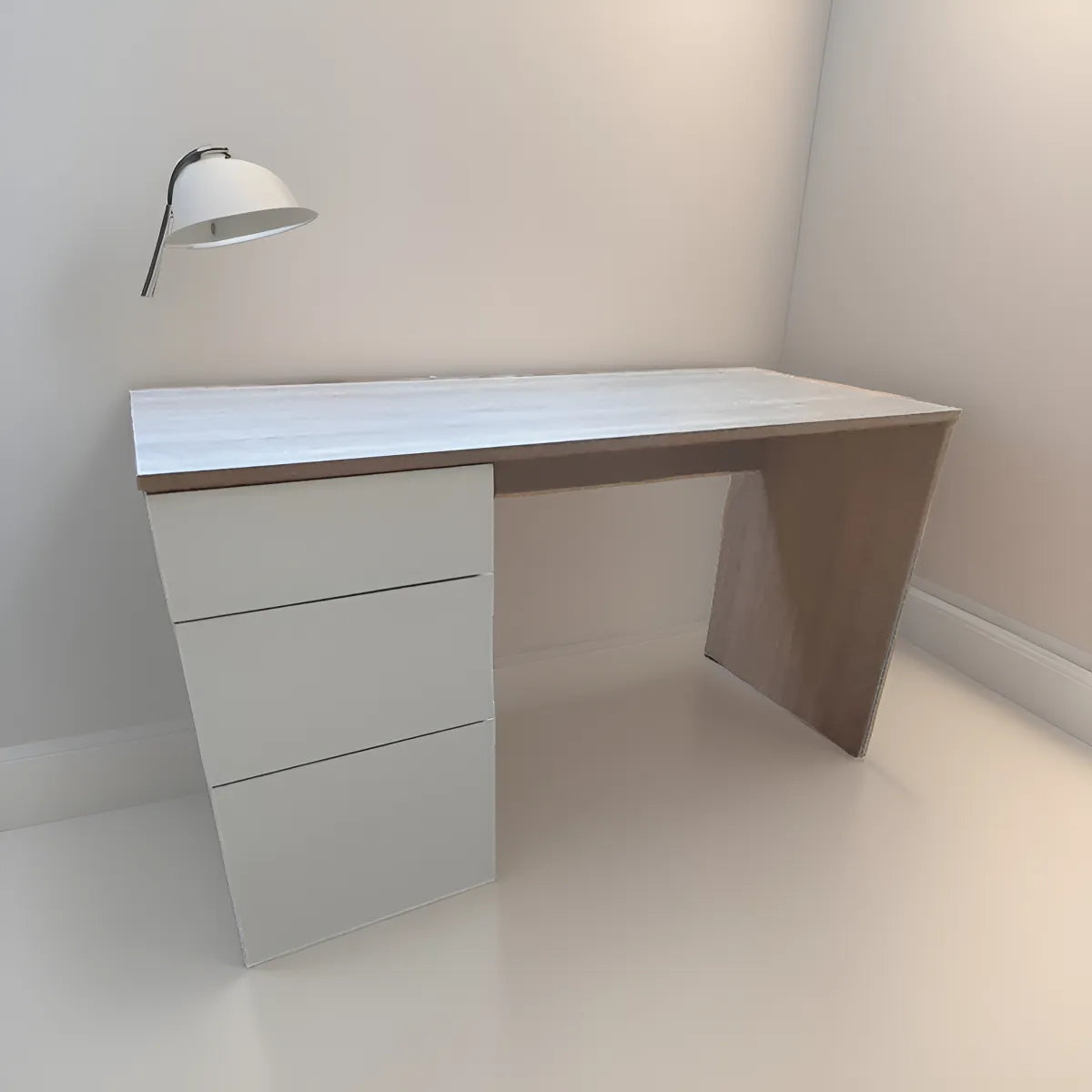 Desk 75 x 160 x 80 cm - Wooden and White - AZ11190