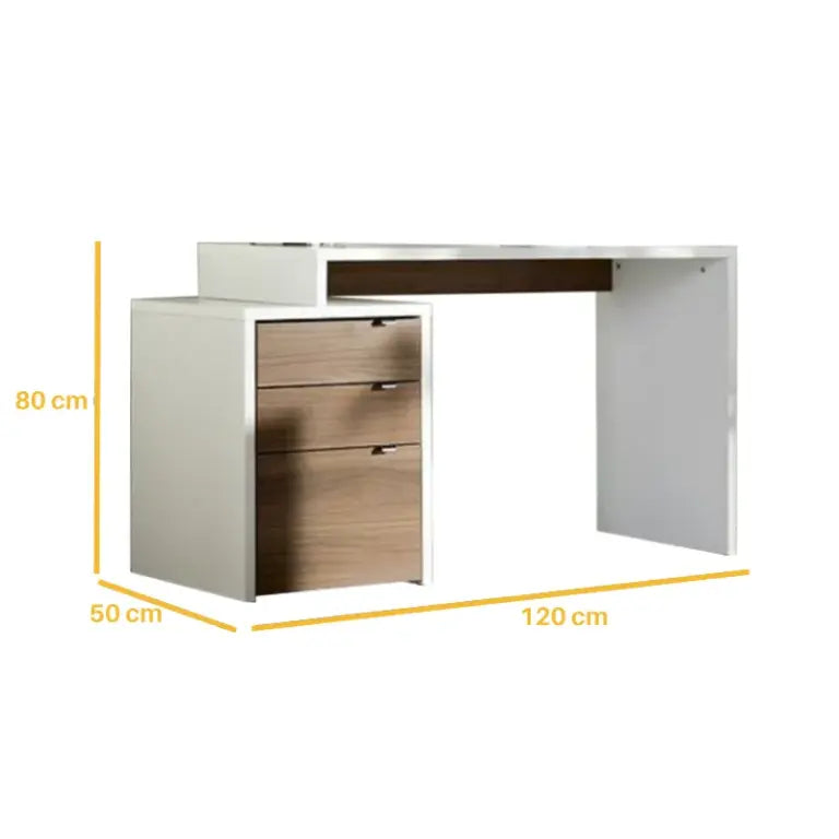 Desk 120 x 60 x 75 cm - Wooden and White - AZ1066