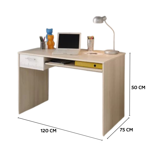 مكتب بمقاس 120 × 60 × 75 سم - أبيض وخشبي - AZ1166