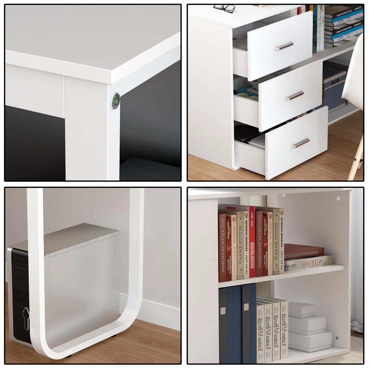 Desk 75 x 220 x 80 cm - White - AZ11186