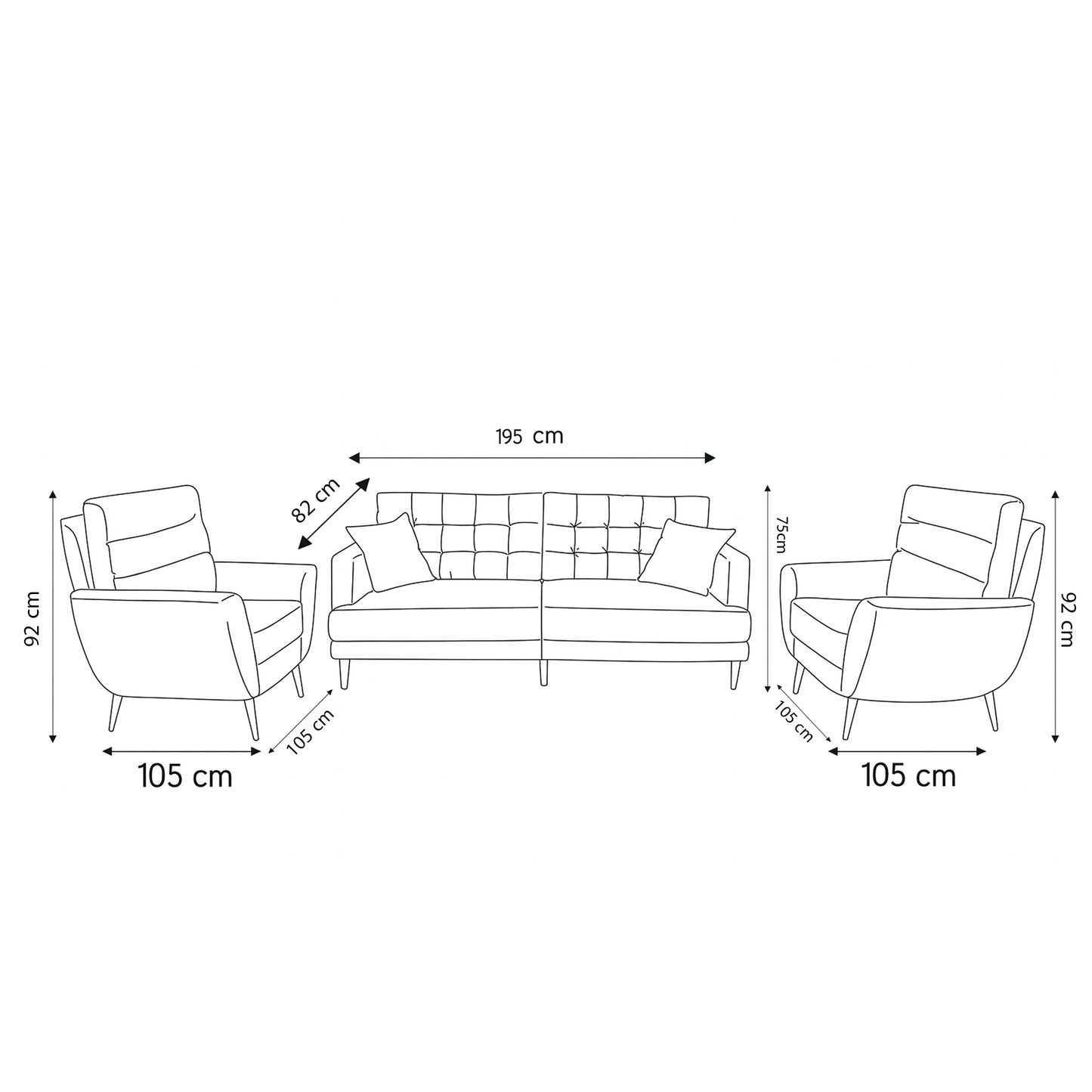 Office Sofa Set – Brown - Iwona