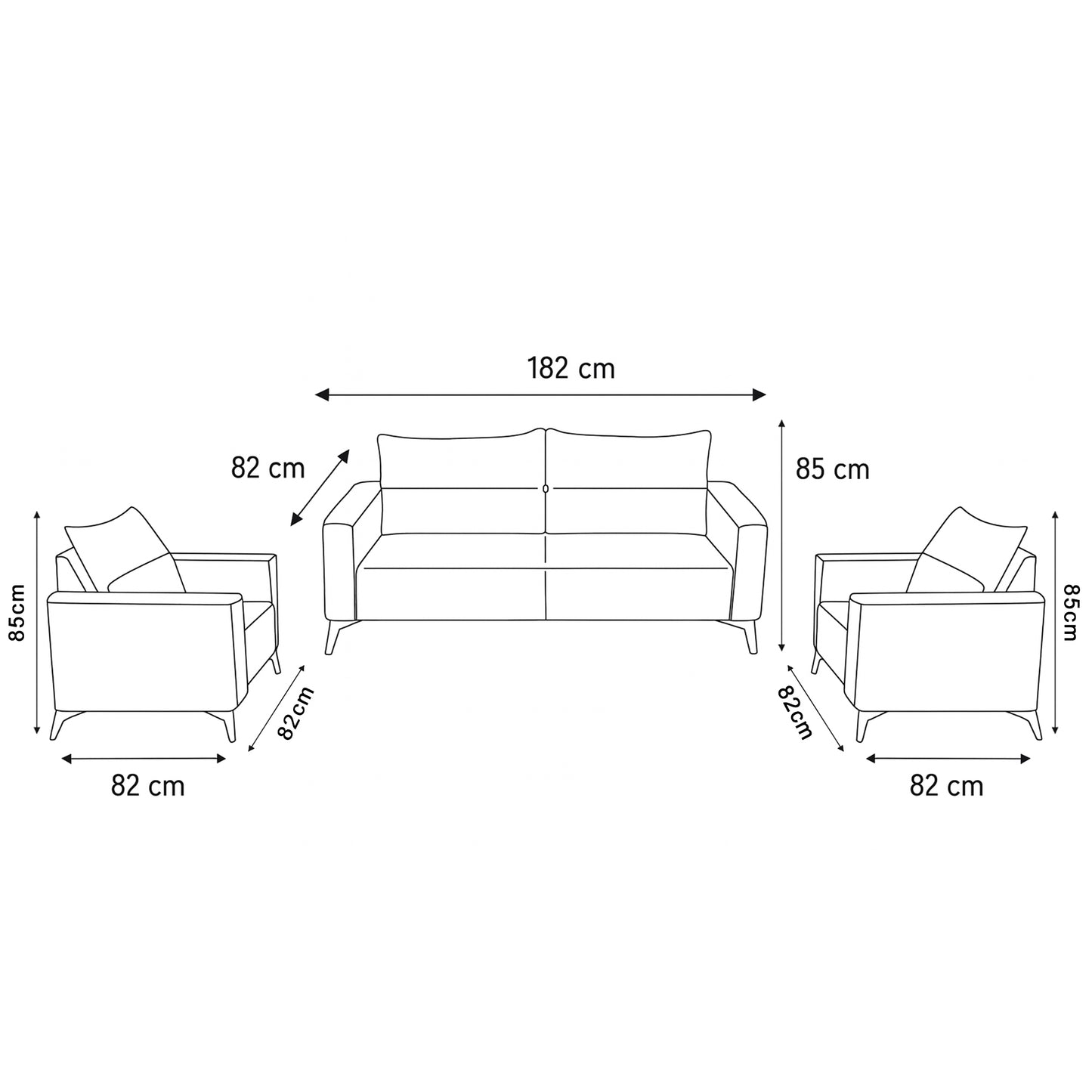 طقم كنب مكتبي – أسود - HC301