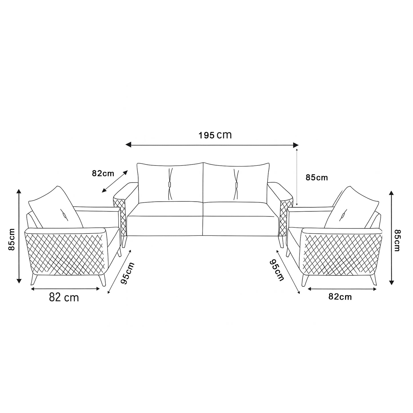 طقم كنب مكتبي – أسود - HC303