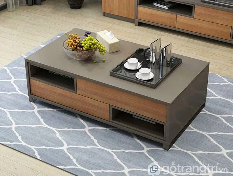 طاولة استقبال 100×50×40 سم - خشبي ورمادي - AZH-00043