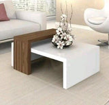 طاولة استقبال 80×50×40 سم - خشبي وأبيض - AZH-00044