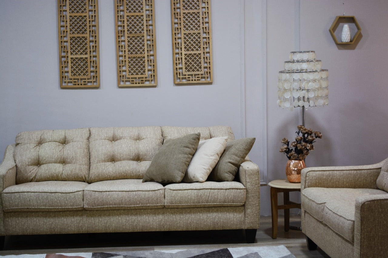 طقم انتريه مودرن 3 قطع (خشب أبلكاش، خشب زان، وخشب موسكي) – اللون: بيج – موانا