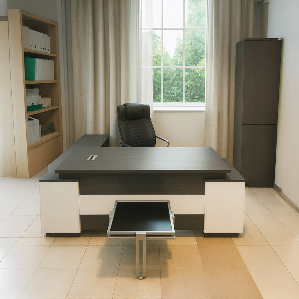 مكتب 200×80×75 سم - أسود وأبيض - AZ50003