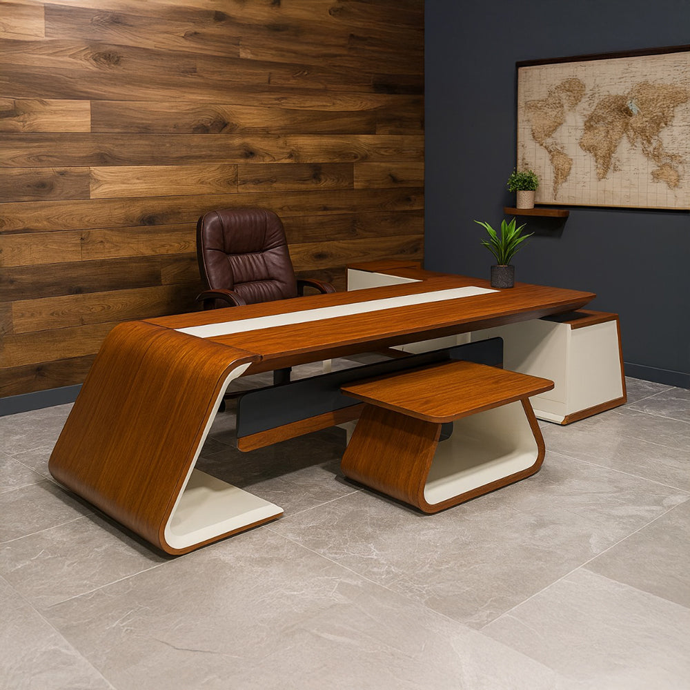 Desk 200 x 80 x 75 cm - Brown and white - AZ50001