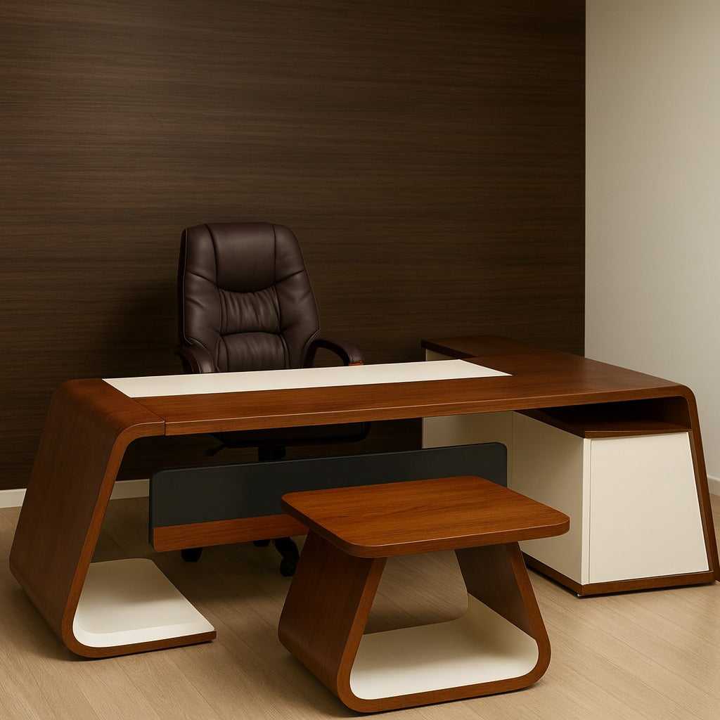 Desk 200 x 80 x 75 cm - Brown and white - AZ50001