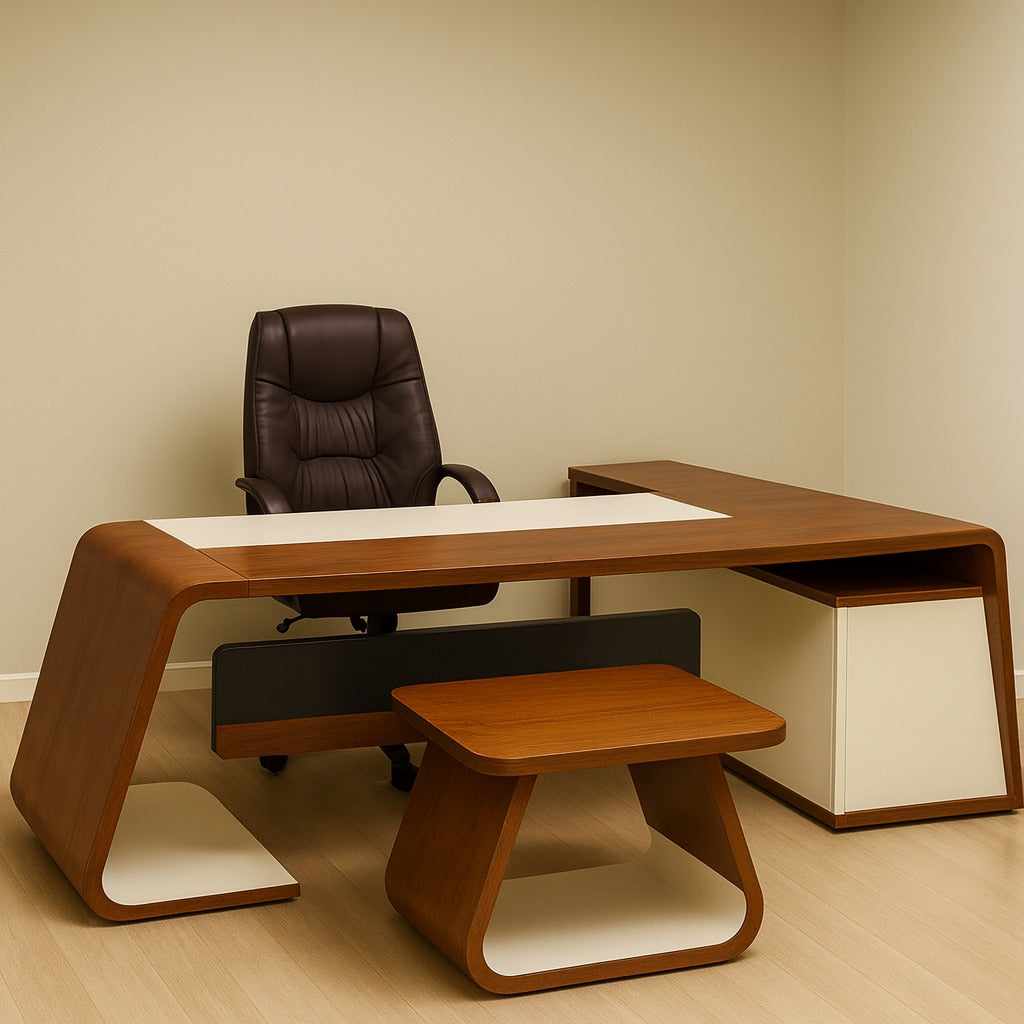 Desk 200 x 80 x 75 cm - Brown and white - AZ50001