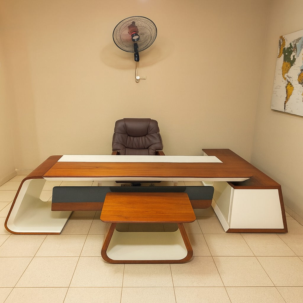 Desk 200 x 80 x 75 cm - Brown and white - AZ50001