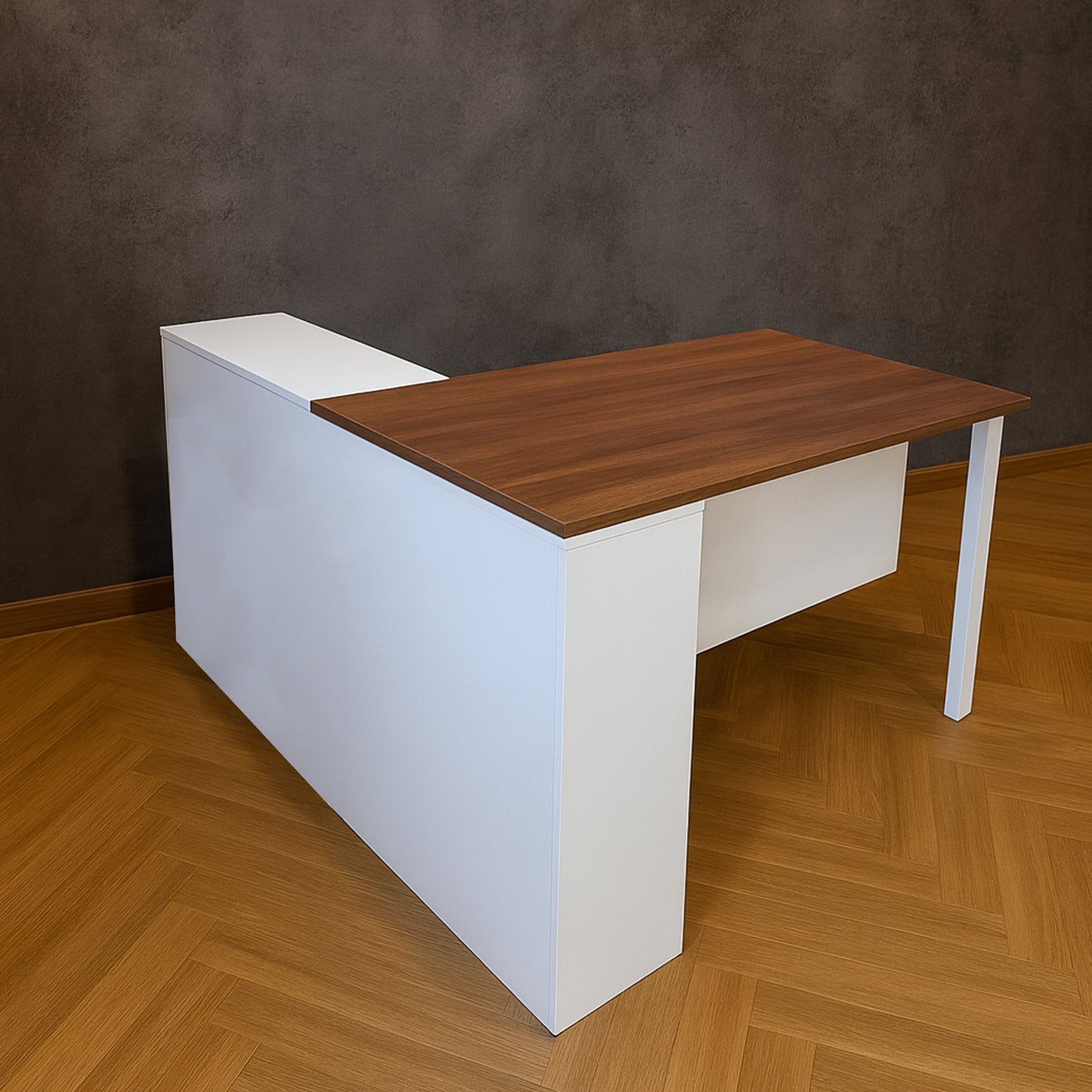 مكتب 160 × 80 × 75 سم - بني وأبيض - AZ50017